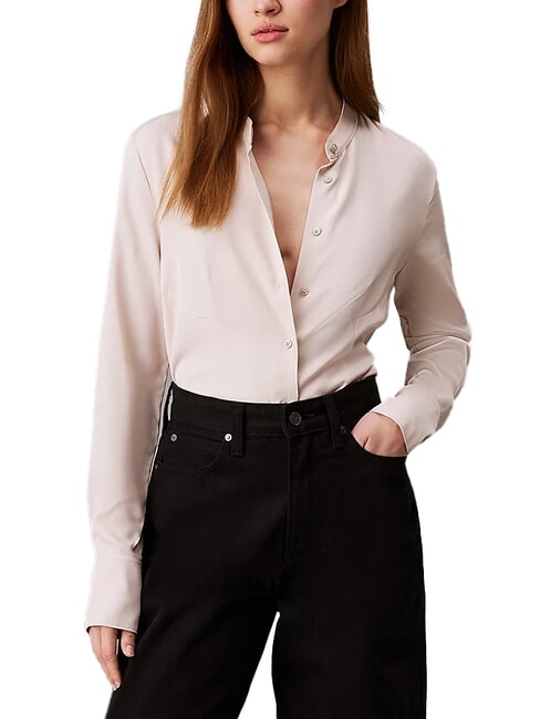 CALVIN KLEIN CK Camisa de viscosa de manga larga mañana gris - Camisas