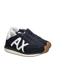 ARMANI EXCHANGE ROYALE SUEDE AIR MESH Zapatillas de piel con el logotipo de AX azul marino+blanco roto - Zapatos Hombre - 1