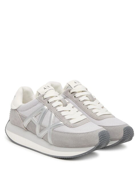 ARMANI EXCHANGE ROYALE SUEDE AIR MESH Zapatillas gris+plata - Zapatos Mujer
