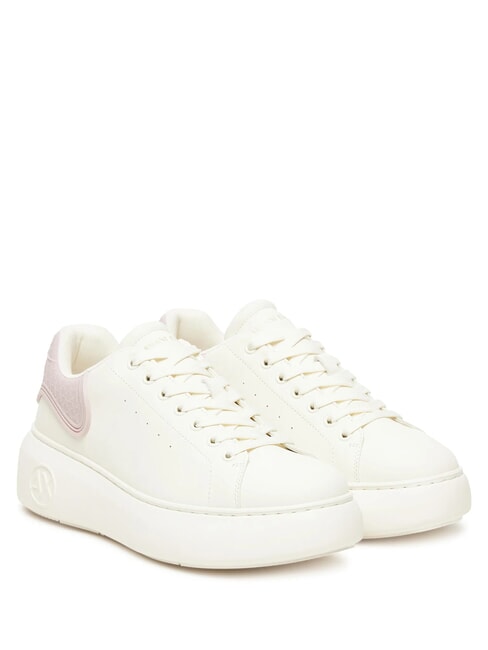 ARMANI EXCHANGE SUPER MINI-TUMBLED Zapatillas blanco roto + rosa pálido - Zapatos Mujer