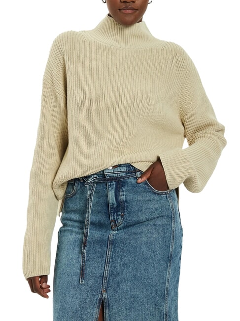 CALVIN KLEIN CK JEANS Suéter de cuello alto de algodón de corte relajado pelícano - Suéteres de mujer