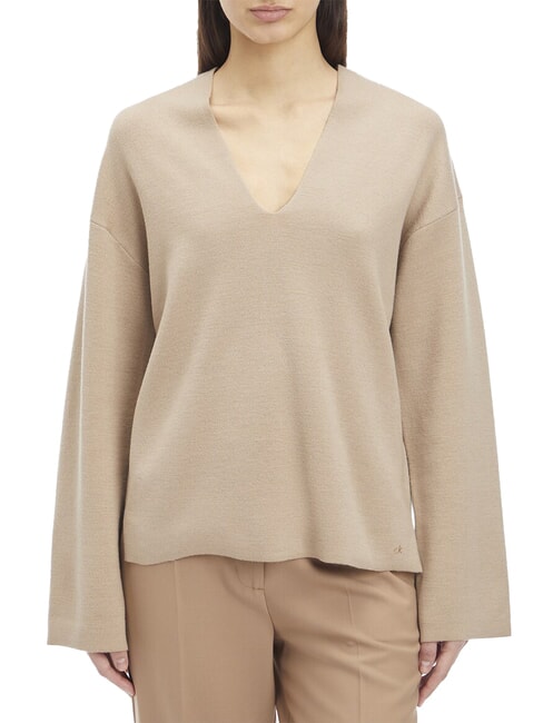 CALVIN KLEIN CK Suéter de cuello en V con mangas anchas ánfora - Suéteres de mujer