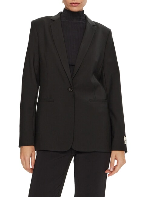 CALVIN KLEIN CK Chaqueta blazer de mezcla de lana con un botón ck negro - Chaquetas de mujer