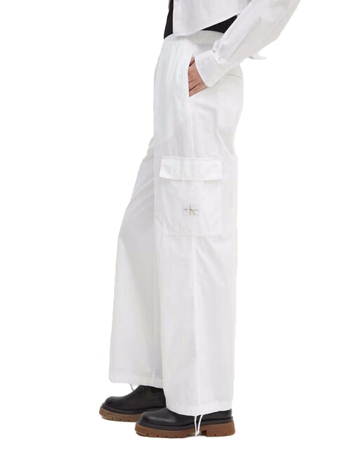 CALVIN KLEIN CK JEANS Pantalones cargo de algodón blanco brillante - Pantalones de mujer