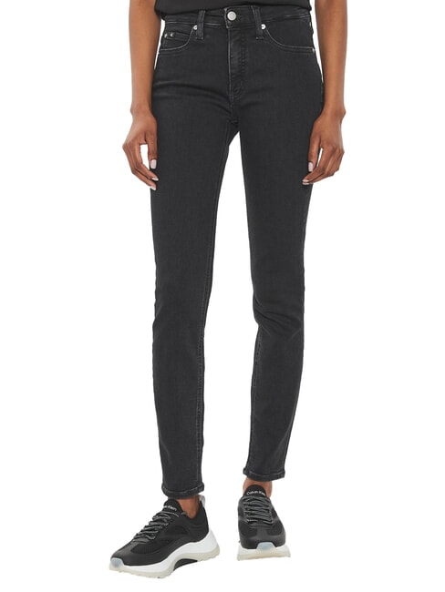 CALVIN KLEIN CK JEANS Vaqueros ajustados de tiro medio mezclilla negra - Jeans
