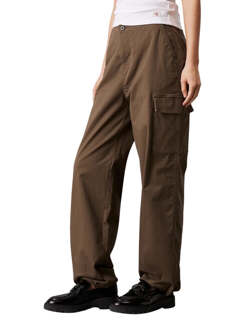 CALVIN KLEIN CK JEANS Pantalones cargo de algodón cepillado pista - Pantalones de mujer