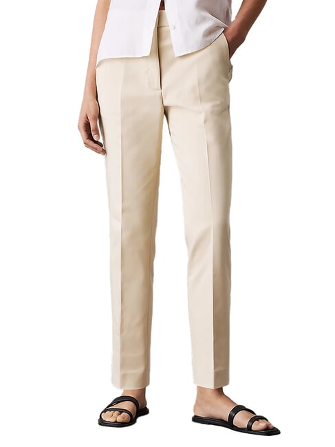 CALVIN KLEIN CK Pantalones chinos de tiro alto y pierna recta ceniza de madera - Pantalones de mujer