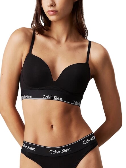CALVIN KLEIN CK sujetador push-up negro con dtm blanco - Ropa interior femenina