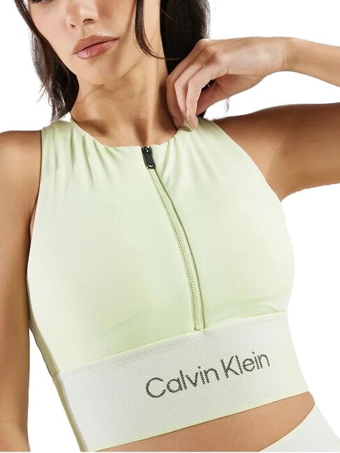 CALVIN KLEIN CK PERFORMANCE Sujetador deportivo con cremallera de impacto medio crema de lima - Ropa interior femenina
