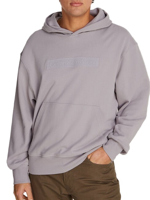 CALVIN KLEIN CK JEANS Sudadera con capucha y logotipo de caja gaviota gris - Sudaderas