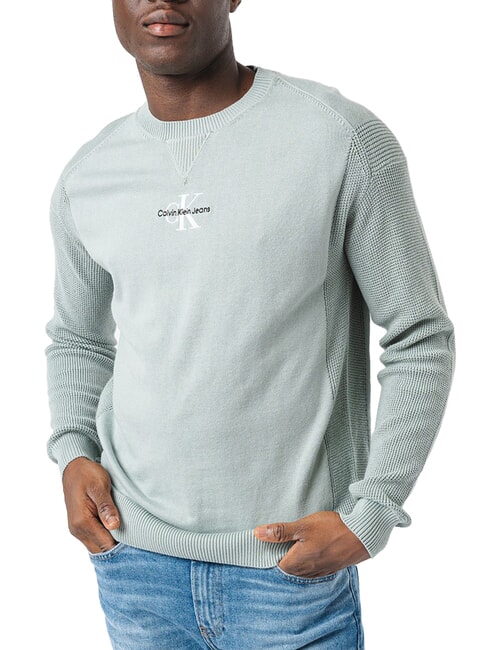 CALVIN KLEIN CK JEANS Suéter de algodón con logo gris pizarra - Suéteres de los hombres