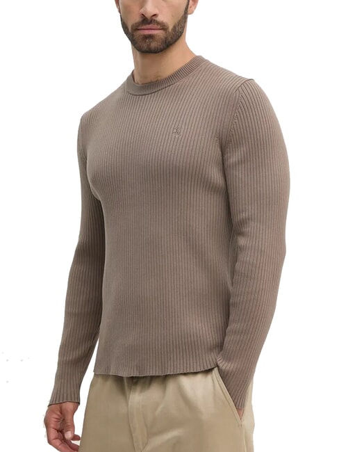 CALVIN KLEIN CK JEANS Suéter de cuello redondo acanalado de corte entallado halcón - Suéteres de los hombres