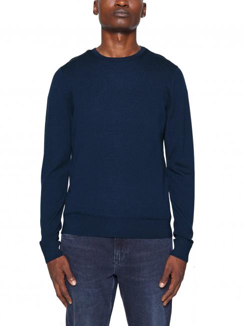 CALVIN KLEIN SUPERIOR WOOL Jersey de lana con cuello redondo Calvin Navy - Suéteres de los hombres