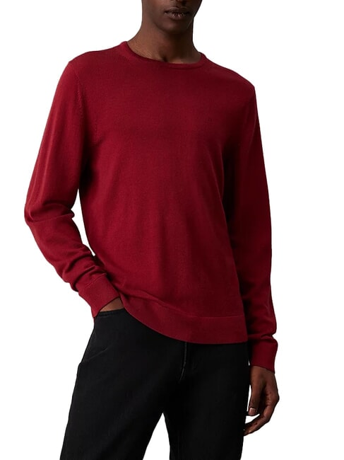 CALVIN KLEIN SUPERIOR WOOL Jersey de lana con cuello redondo Syrah - Suéteres de los hombres