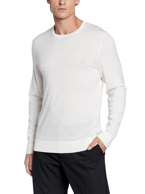 CALVIN KLEIN SUPERIOR WOOL Jersey de lana con cuello redondo garceta - Suéteres de los hombres