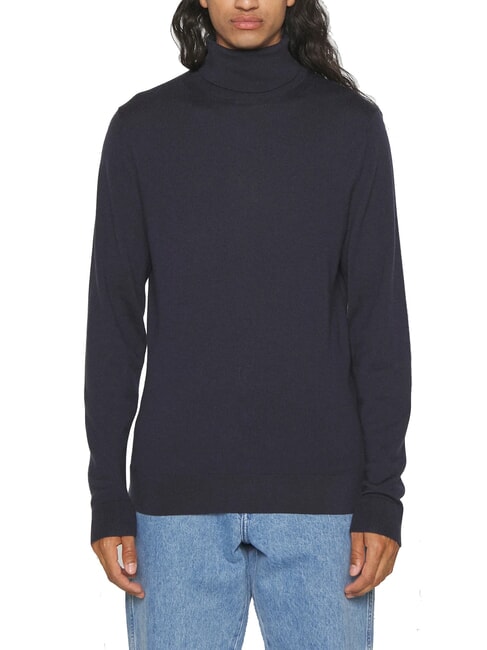 CALVIN KLEIN CK Suéter de cuello alto de lana de corte entallado cielo nocturno - Suéteres de los hombres