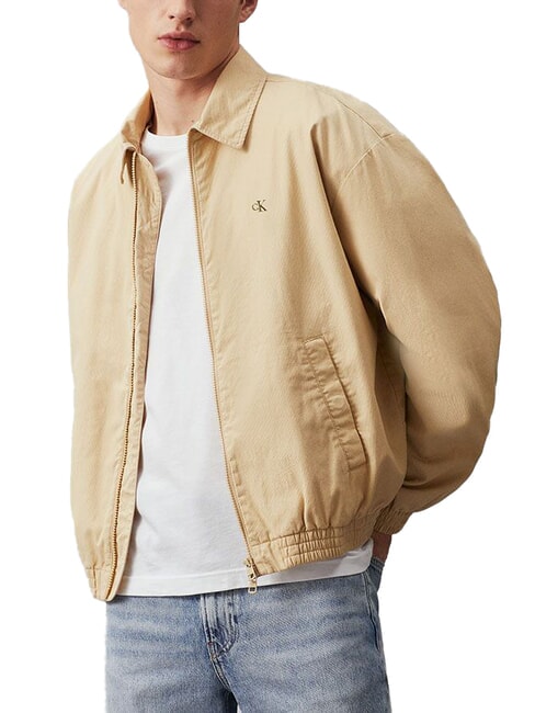 CALVIN KLEIN CK JEANS Chaqueta de corte relajado con cremallera caqui pálido - Chaquetas de hombre