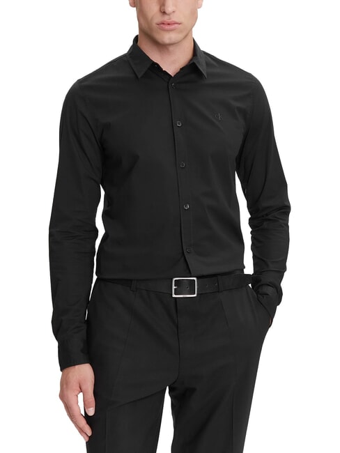 CALVIN KLEIN CK JEANS Camisa de manga larga elástica y ajustada ck negro - Camisas de hombre