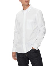 CALVIN KLEIN CK JEANS Camisa de manga larga de algod&oacute;n de corte entallado blanco brillante - Camisas de hombre - 1
