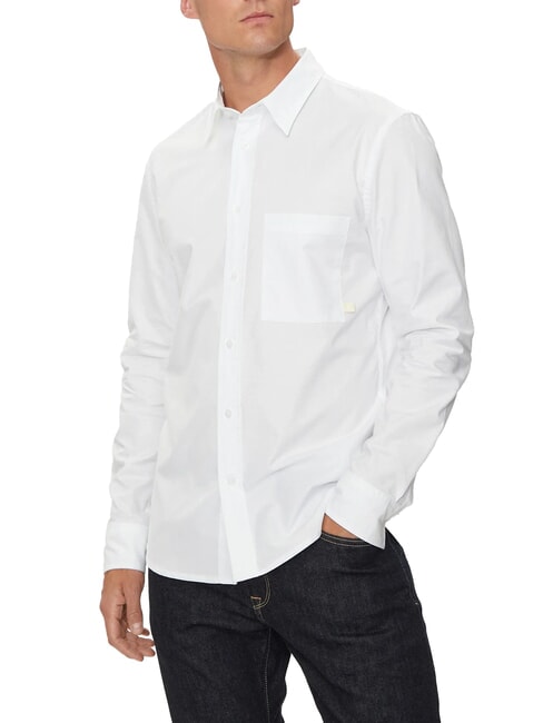 CALVIN KLEIN CK JEANS Camisa de manga larga de algodón de corte entallado blanco brillante - Camisas de hombre