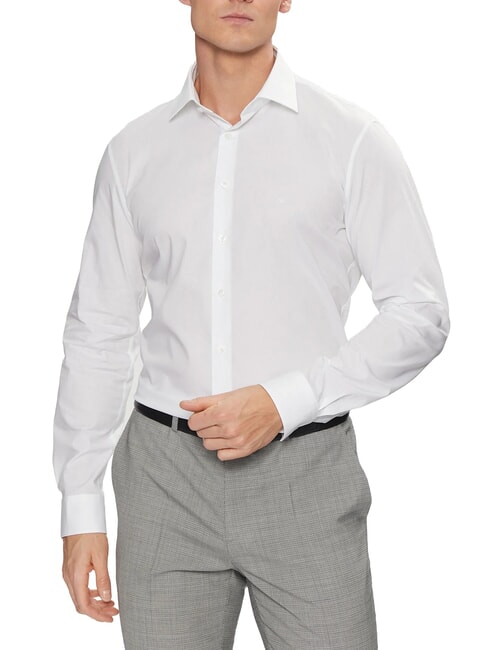 CALVIN KLEIN CK Camisa elástica, corte regular. blanco brillante - Camisas de hombre