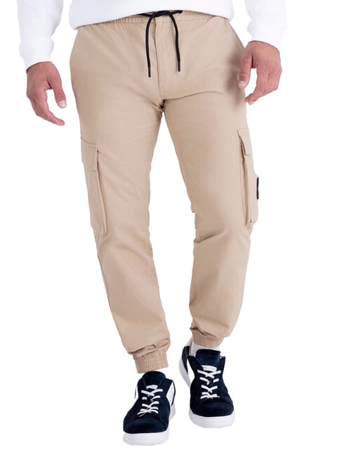 CALVIN KLEIN CK JEANS Pantalones cargo ajustados travertinos - Jeans