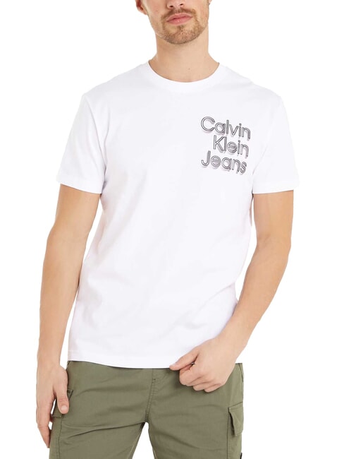 CALVIN KLEIN CK JEANS Camiseta de manga corta con estampado de logotipo en 3D blanco brillante - camiseta
