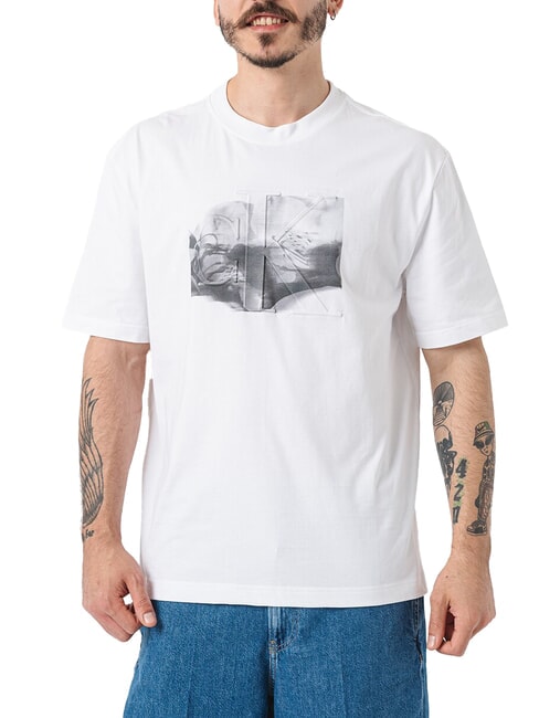 CALVIN KLEIN CK JEANS Camiseta de manga corta con estampado eufórico blanco brillante - camiseta