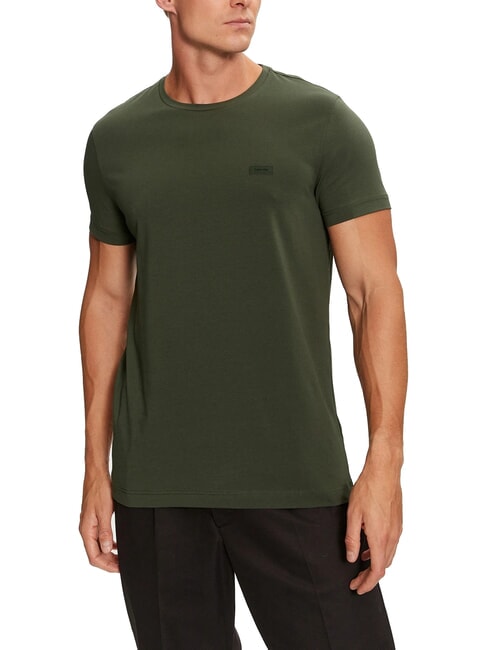 CALVIN KLEIN CK Camiseta de manga corta elástica y ajustada bosque de medianoche - camiseta
