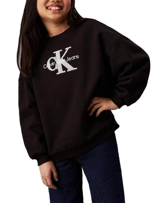 CALVIN KLEIN CK KIDS Sudadera de cuello redondo con logotipo de sherpa ck negro - Sudadera Bebé
