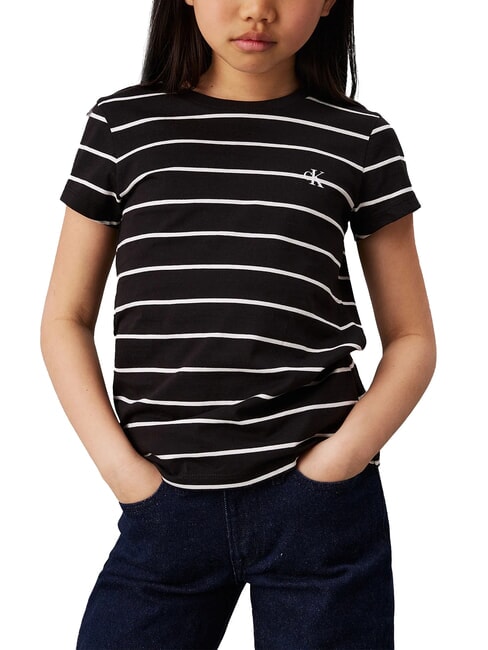 CALVIN KLEIN CK KIDS Camiseta de manga corta a rayas raya negra / marfil - Camiseta niño
