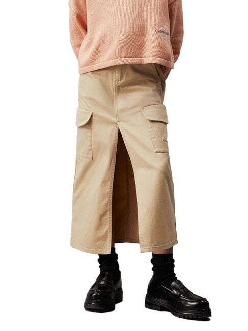 CALVIN KLEIN CK KIDS Falda cargo con abertura caqui pálido - Faldas de niñas