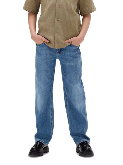 CALVIN KLEIN CK KIDS Vaqueros de pierna ancha para niños héroe azul lavado - pantalones para niños