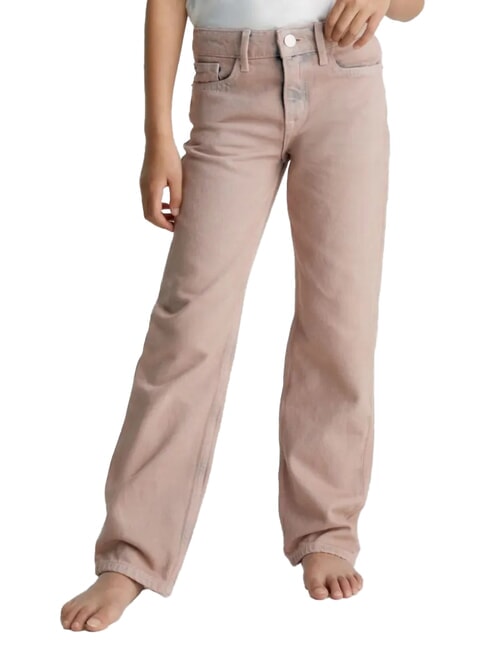 CALVIN KLEIN CK KIDS Vaqueros descoloridos para niñas sobreteñir rosa - pantalones para niños