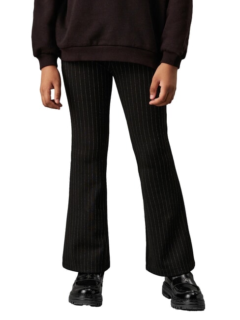 CALVIN KLEIN CK KIDS Pantalones de raya diplomática de cintura alta para niñas ck negro - pantalones para niños