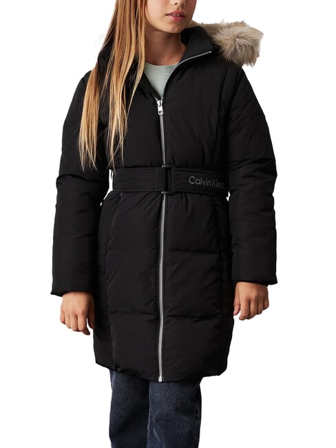 CALVIN KLEIN CK KIDS Chaqueta larga de plumas para niñas con capucha ck negro - Chaquetas de bebé