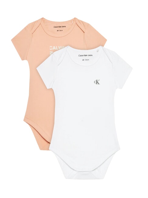 CALVIN KLEIN CK KIDS Conjunto de 2 bodies para bebé arena rosada / blanco brillante - Peleles y conjuntos para bebé