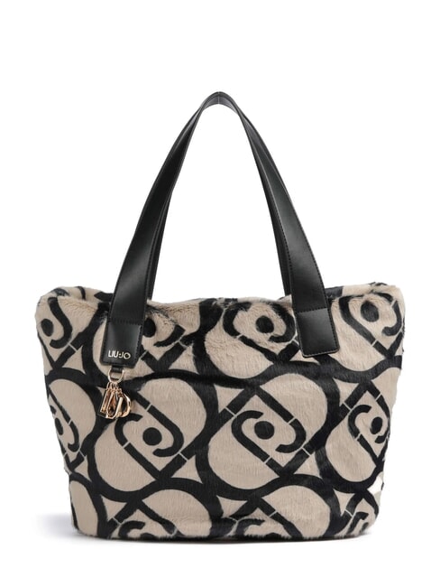 LIUJO VERRY Bolso grande de peluche tipo hobo neutro/negro - Bolsos Mujer