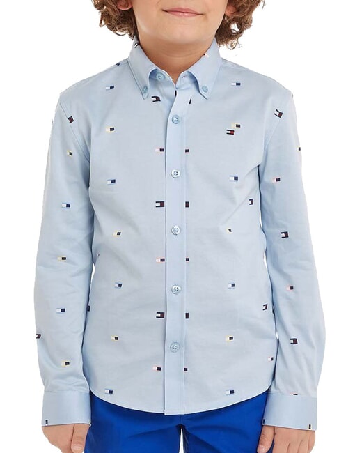 TOMMY HILFIGER TH KIDS Camisa de algodón de manga larga vaso azul - camisas para niños