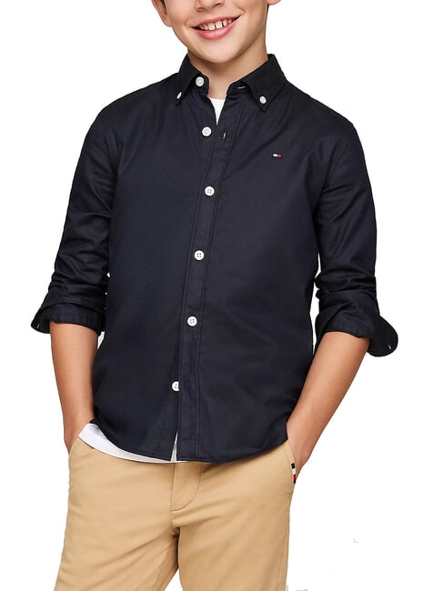 TOMMY HILFIGER TH KIDS Camisa de algodón de manga larga cielo del desierto - camisas para niños