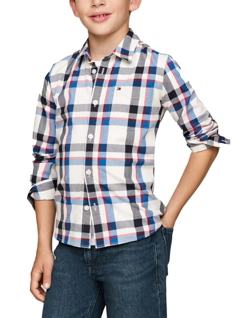 TOMMY HILFIGER TH KIDS Camisa de tartán índigo vibrante - camisas para niños