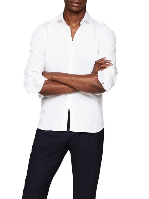 TOMMY HILFIGER TH  Camisa de mezcla de algodón blanco óptico - Camisas de hombre