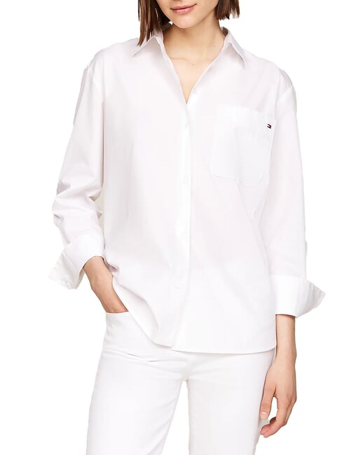 TOMMY HILFIGER TH  Camisa de algodón de manga larga blanco óptico - Camisas
