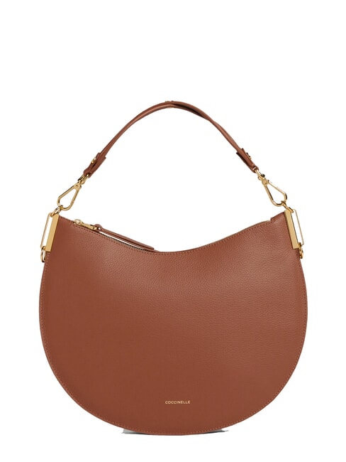 COCCINELLE SUNUP Bolso de hombro mediano de piel coñac/negro - Bolsos Mujer