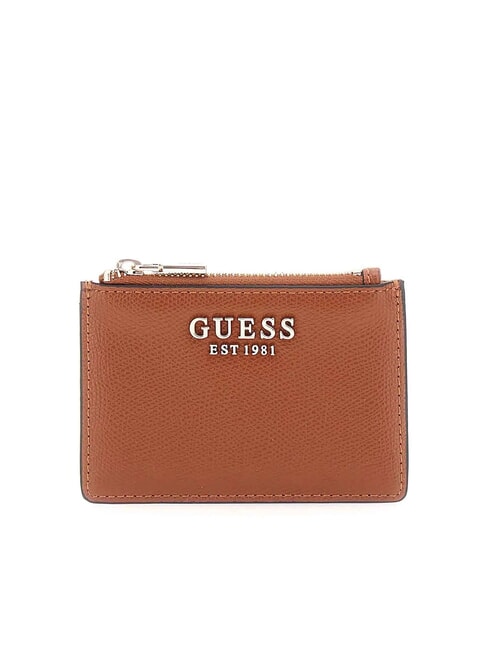 GUESS AMORETTE Tarjetero plano con cremallera COGNAC - Carteras Mujer
