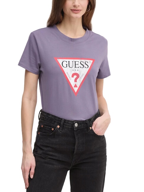 GUESS CLASSIC FIT LOGO camiseta con logo lavado violeta - camiseta