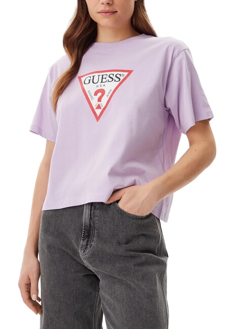GUESS JEANS SS CN BOXY ICONIC  Camiseta de algodón flor lila - camiseta