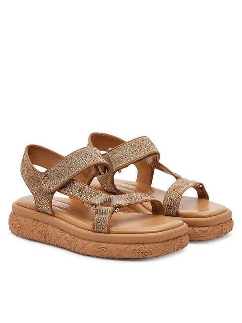 GUESS LODE2 Sandalias con tira y pedrería Beige / Marrón - Zapatos Mujer