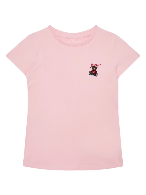 GUESS KIDS Camiseta de manga corta con osito de peluche rosa algodón de azúcar - Camiseta niño