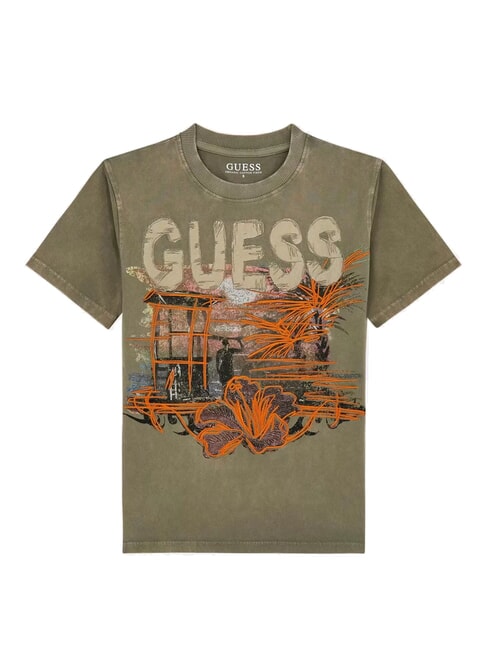 GUESS KIDS camiseta de manga corta verde musgo - Camiseta niño